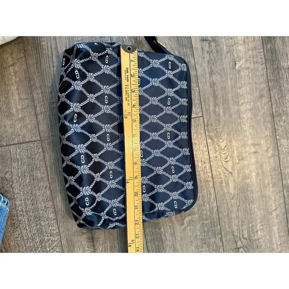 Vintage Christian Dior Blue & white nautical Pouch Make Up toiletry Bag travel - Picture 11 of 16